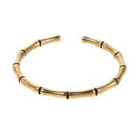 ifundom Pulsera de Brazalete Abierto de Dorado con Diseño de Bambú Hecho Mano para Mujer y Hombre Símbolo de Paz y Protección y Duradero