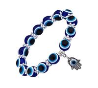 ifundom Pulsera de Ojo Turco de Cuentas Dije de Ojo Azul Ajustable Unisex para Mujer y Hombre Joyería de Moda para Uso Diario y Ocasiones Casuales