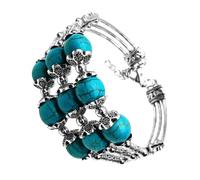 ifundom Pulsera de Turquesa Triple Hilera Cadena de Mano Brazalete Clásico Vintage para Mujeres y Niñas Joyería de Muñeca DIY