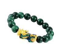 ifundom Pulsera Feng Shui de Ágata con Pi Yao de Jade Cambiante Amuleto de Protección y Riqueza para Mujer Brazalete Elástico Artesanal con Colores Variables Regalo Auspicioso para Suerte