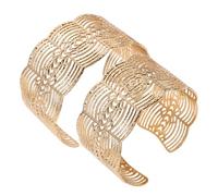 ifundom Pulsera Rígida Abierta de Encaje Metálica Dorada Brazalete Ancho Calado para Mujer Par de Pulseras Rígidas Huecas Elegantes Accesorio Ligero para Obsequio y Uso Diario