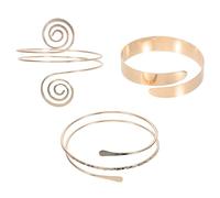 ifundom Pulseras de Brazalete para Mujer Conjunto de 3 Piezas Metálicas Doradas Diseño Geométrico Liso Brazaletes de Oro para Ocasiones Obsequios como Bodas y Banquetes