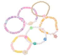 ifundom Pulseras de Cuentas para Niñas y Adolescentes Estilo Colegial, Hechas de Arcilla Polimérica Colorida, Set de 6 Piezas, Joyería Casual para Muñeca, Ligeras y Duraderas, Uso Diario