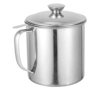 ifundom Recipiente para Grasa Doméstica Filtro de Acero Inoxidable 410, Capacidad 1.8L y Mango Resistente para Cocina y Fritura Saludable