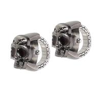 ifundom Reloj De Dedo Calavera Retro Negro, Anillo Ajustable Tapa Abatible, Unisex, Accesorio Informal y Original para Uso Diario, Paquete De 2 Piezas