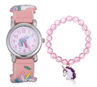 ifundom Reloj Infantil de Unicornio para Niñas Pequeños Conjunto con Pulsera Delicada Rosa Dibujos Animados Obsequio Cumpleaños Día del Niño