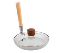 ifundom Sartén Japonesa para Huevos con Mango Vertical de Madera, Mini Sartén Antiadherente de Aluminio y Tapa de Vidrio Templado, Adecuado para Cocinas Pequeñas
