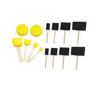 ifundom Set de 15 Pinceles de Esponja Mango de Madera Incluye 8 Pinceles Negros de Mango Largo 5 Amarillos y 2 Amarillos Redondos Ideales para Manualidades Pintura Tela y Madera