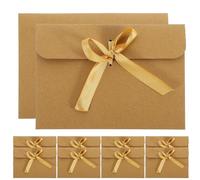 ifundom Sobres para Tarjetas de Felicitación Pequeños de Papel Kraft Estilo Vintage Lazo Dorado Paquete de 50 Unidades Ideales para Invitaciones Bodas y Almacenamiento de Papelería