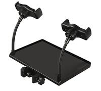 ifundom Soporte De Micrófono Con Bandeja Clip y Sostenedor De Teléfono Plataforma Multifuncional Para Escenarios Oficinas y Clases Compatible Mayoría De Soportes De Micrófono