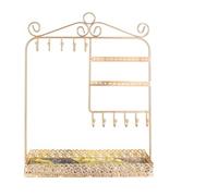 ifundom Soporte Joyería Metálico Dorado con Bandeja Vertical Exhibidor de Pendientes y Collares Estilo Europeo Organizador Compacto para Accesorios para Mesas y Vitrinas