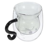 ifundom Taza de Gato de Vidrio Doble Capa y Asa Cómoda, Capacidad 250-300ml, Diseño Adorable para Halloween y Aficionados al Té
