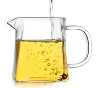 ifundom Taza de Té China de Vidrio Cuadrada 350ml para Servir Té | Vidrio Transparente y Brillante, Superficie Lisa, Fácil Servicio, para Té Aromático, Jugo y Mesas