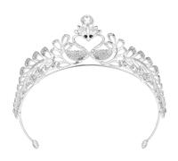 ifundom Tiara de Novia Elegante en Aleación Diseño de Cisne y Cristales, Corona de Princesa en Plata, Cómoda y Resistente para Celebraciones y Bodas Color Aleatorio