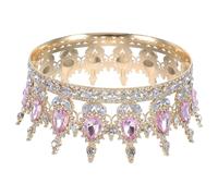 ifundom Tiara de Novia Gemas de Imitación Dorados para Bodas y Fiestas, Accesorio Fotogénico de 6.3X6.3X2.1 Pulgadas para Mujer Elegante