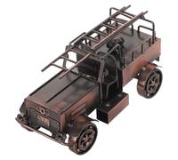 ifundom Vehículo Réplica Antiguo de Camión de Bomberos de Metal Fundido a Presión, Adorno Coleccionable para Escritorio y Barra, Estatua Decorativa Retro de Color Cobre para Hogar