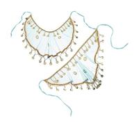 ifundom Velos Tribales para Danza del Vientre Mujer 2piezas Velo Facial de Gasa Azul Pavo Real Grande Flecos Accesorio para Disfraz y Fiesta de Baile Mascarilla India Vintage para