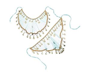 ifundom Velos Tribales para Danza del Vientre Mujer 2piezas Velo Facial de Gasa Azul Pavo Real Grande Flecos Accesorio para Disfraz y Fiesta de Baile Mascarilla India Vintage para