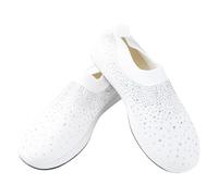 ifundom Zapatillas Deportivas Minimalistas para Mujer Tipo Mocasín Detalles de Pedrería Transpirables Suela Acolchada y Flexible Blancas Talla 37 Ideales para Caminar y Uso Diario