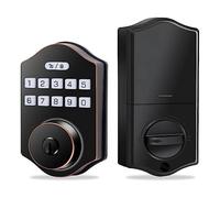 iFutniew 1 juego de cerradura de puerta de entrada sin llave, 100 códigos de usuario con cerrojo electrónico antimiradas con teclado negro