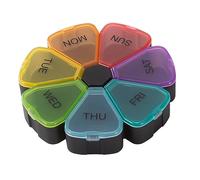 iFutniew 1 pastillero redondo portátil multicolor, planificador de medicamentos, estuche pequeño, organizador semanal de píldoras, recordatorio de píldoras de 7 lados