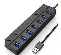 iFutniew 1 unidad de interruptor Hub 3.0 divisor de puerto expansor de puerto USB negro divisor de computadora plástico 7 prot 3.0+2.0 Hub