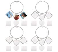 iFutniew 4 Juegos de Pulseras de Sublimación, Pulsera de Transferencia de en con Bisel para Fotos de Corazón, Ajuste de Bisel Cuadrado para Manualidades en