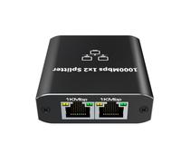 iFutniew Divisor de cable Ethernet 1 a 2, adaptador divisor de red de alta velocidad de 1000 Mbps con cable de alimentación USB para cable Cat5/5E/6/7/8
