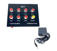 iFutniew EQ-7 Amplificador de Auriculares con Señal de Audio Ecualizador EQ de 7 Bandas Ecualizador de Sonido Digital de 2 Canales + Adaptador de Corriente de 12 V Enchufe UE