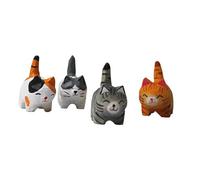 iFutniew Figuras de madera de gatos, estatua pequeña tallada de gatos naranjas, hecha a mano, obra de tallado de gatitos de madera.