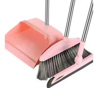 iFutniew Juego de escoba y recogedor de suelo, limpieza del hogar, mango largo, para vestíbulo, hogar, cocina, fácil instalación, color rosa