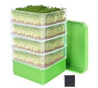 iFutniew Kit de germinación de semillas de frijol, bandeja de cultivo de plantas microverdes, bandeja de drenaje, kit de cultivo de brotes apilable de cuatro niveles, fácil de instalar y usar