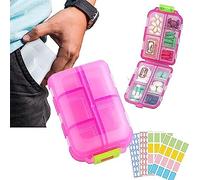 iFutniew Medwallet - Pastillero organizador de píldoras Med portátil, para uso diario, billetera de medicina C rosa