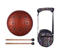 iFutniew Mini Tambor de Lengua de Acero de 8 Tonos de 5,5 Pulgadas, Instrumento de PercusióN con Llave en C, Tambor de Mano con Mazos de Tambor, Bolsa de Transporte, Rojo