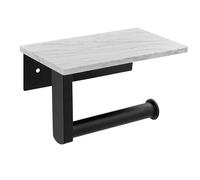 iFutniew Portarrollos de papel higiénico de mármol con estante, soporte de pared para armario de baño, color negro, fácil de instalar, fácil de usar