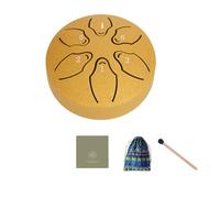 iFutniew Tambor de Lengua de Acero para Exteriores de 3 Pulgadas y 6 Tonos, Instrumento de Tambor de Lluvia, Mini Tambor de Mano, Baqueta Dorada