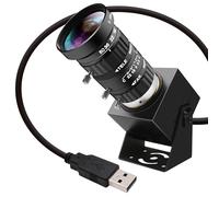 IFWATER Cámara web USB de 48 megapíxeles 8K Ultra HD a color con lente óptica manual de 5-50 mm, 10X, seguridad 6000P, cámara de video industrial, acercamiento y alejado, Plug and Play, para Windows