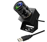 IFWATER Cámara web USB de 5 megapíxeles, montaje CS, enfoque manual, con teleobjetivo óptico de 2,8-12 mm, 4X, 1944P, sensor de color, cámara industrial, controlador gratuito, Plug and Play, para