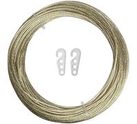 iGadgitz Home U6941 - Cuerda Tendedero Ropa Exterior de Acero Recubierta de plastic Cable Tendedero Hilo Para Tender Ropa, Jardín, Pared. - Oro - Longitud 50m