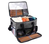 igadgitz home U7254 Bolsa de Tejer, Knitting Bag, Bolsa para Crochet, Bolsa de Labores, Organizador Ovillos de Lana con Correa para el Hombro 124 cm - Gris