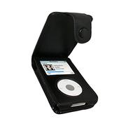 igadgitz U0131 Funda Cuero Libro Case Compatible con Apple iPod Classic 80GB/120GB (Modelo con Profundidad de 10,5 mm) - Negro