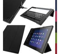iGadgitz U2899 - Funda Eco Piel Compatible con Sony Xperia Z2 10.1 Tablet SGP511 SGP521 SGP512 con Reposo/Activación y Protector Pantalla, Negro