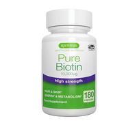 Biotina 10,000 mcg, D-Biotina Pura, 6 Meses 180 Cápsulas, Refuerzo al Crecimiento del Cabello, Piel y Metabolismo Energético, Etiqueta Limpia, Producto Vegano, de Igennus