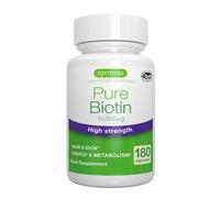 Biotina 10,000 mcg, D-Biotina Pura, 6 Meses 180 Cápsulas, Refuerzo al Crecimiento del Cabello, Piel y Metabolismo Energético, Etiqueta Limpia, Producto Vegano, de Igennus
