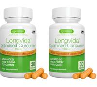Igennus Longvida Curcumina Optimizada 500 mg, Dosis Alta y Biodisponibilidad 285 veces Mayor, Rápida Absorción con Acción Sostenida, Vegano, 30 Cápsulas (Paquete de 2)
