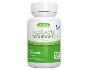 Igennus VESIsorb Ubiquinol Avanzado 100 mg, 90 Cápsulas Blandas, 600% de Biodisponibilidad, Suplemento de Coenzima Q10 Hidrosoluble, Acción Rápida, Energía y Salud Cardiovascular,Suministro de 3 Meses