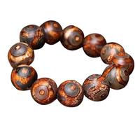 IGGLL Bead Bracelet Buddhist,Beads Bracelet,Feng Shui Tibetan Mala Prayer Buddha Feng Shui Buddhist Meditation Amulet Three Eyes Dzi Bead Bracelet Women Men Good Luck Gift(14mm)