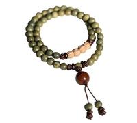 IGGLL Bead Bracelet Buddhist,Beads Bracelet,Green Sandalwood Beads Bracelet Tibetan Buddhist Meditation Natural Wood Mala Prayer Bead Necklace Bead Necklace Jewelry(10mm 14cm)