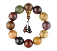 IGGLL Bead Bracelet Buddhist,Beads Bracelet,Natural Wood Beads Vintage Single Loop Buddha Bead Bracelet with Wooden Beads for Yoga Meditation Buddhist Rosary Beads Cuff Jewelry(18mm*13)