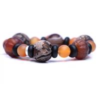 IGGLL Bead Bracelet Buddhist,Beads Bracelet,Tibetan Buddhist Agate Bracelet Lucky Bangle Buddhist Blessing Amulet Single Loop Buddha Bead Bracelet Art Jewelry